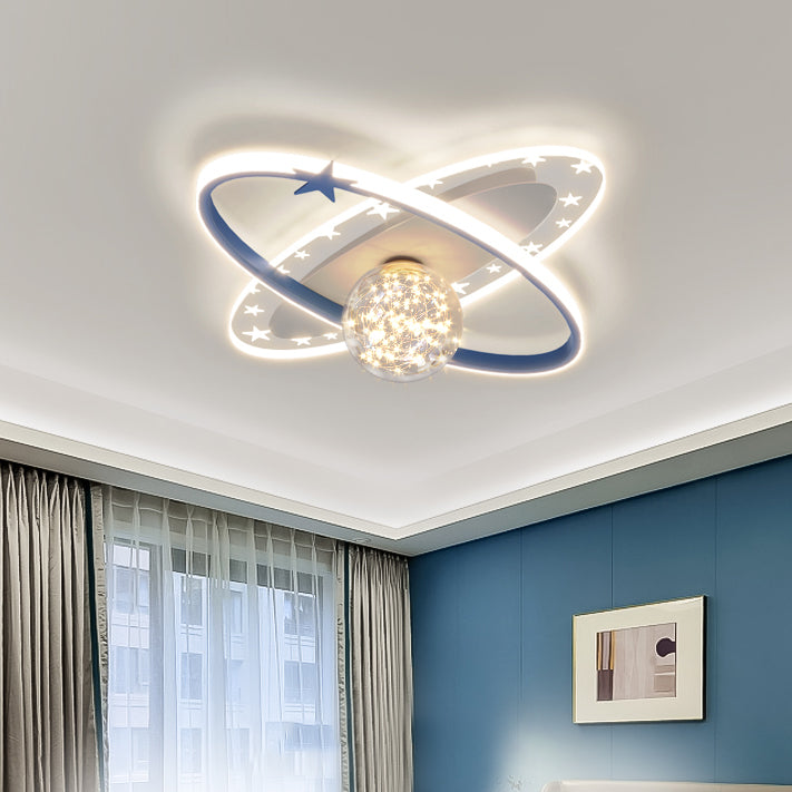 Ball Shape LED Ceiling Lamp Modern Iron 3 Lights Flush Mount for Bedroom