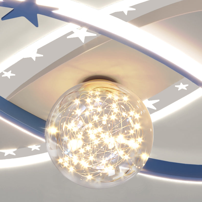 Ball Shape LED Ceiling Lamp Modern Iron 3 Lights Flush Mount for Bedroom