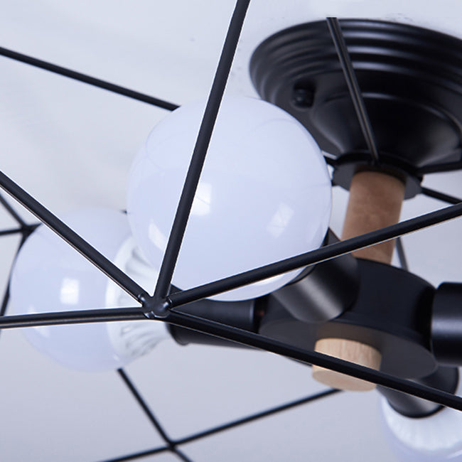 Industrial Flush Light Fixtures Cage-Shaped Iron Flush Mount Lamps for Bedroom