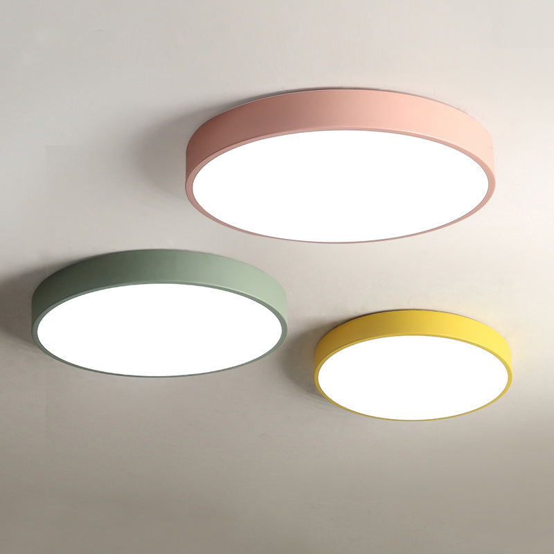 Plafonnier LED mince de forme ronde macaron, Style Simple et moderne en fer, 1 lumière encastrée pour chambre à coucher