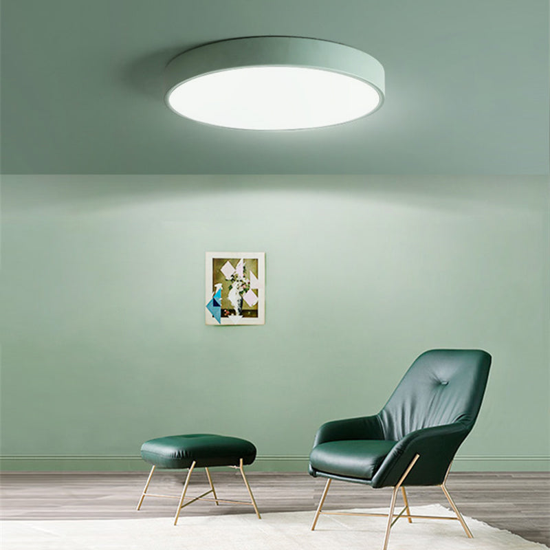 Plafonnier LED mince de forme ronde macaron, Style Simple et moderne en fer, 1 lumière encastrée pour chambre à coucher