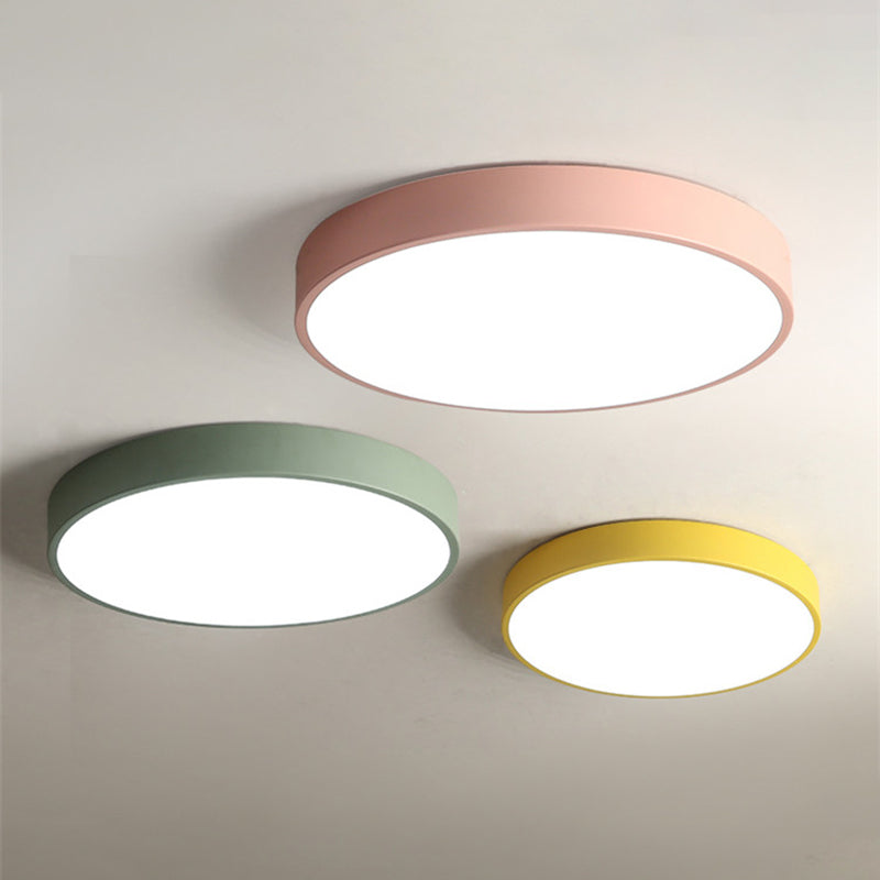 Plafonnier LED mince de forme ronde macaron, Style Simple et moderne en fer, 1 lumière encastrée pour chambre à coucher