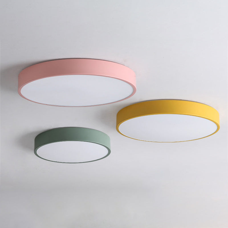 Plafonnier LED mince de forme ronde macaron, Style Simple et moderne en fer, 1 lumière encastrée pour chambre à coucher