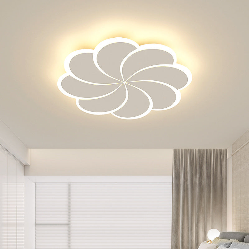 Modern Flush Light Fixtures Windmill Iron 1 Light Flush Mount Lamps in White