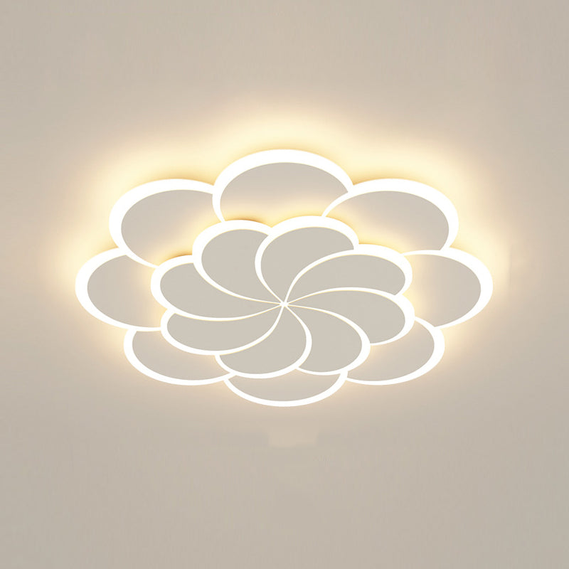 Modern Flush Light Fixtures Windmill Iron 1 Light Flush Mount Lamps in White