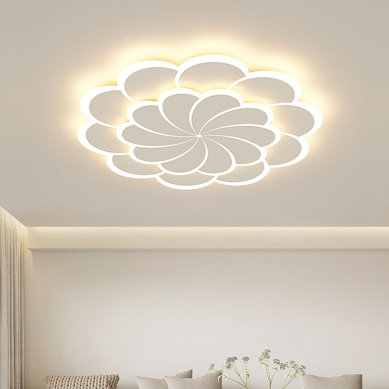 Modern Flush Light Fixtures Windmill Iron 1 Light Flush Mount Lamps in White
