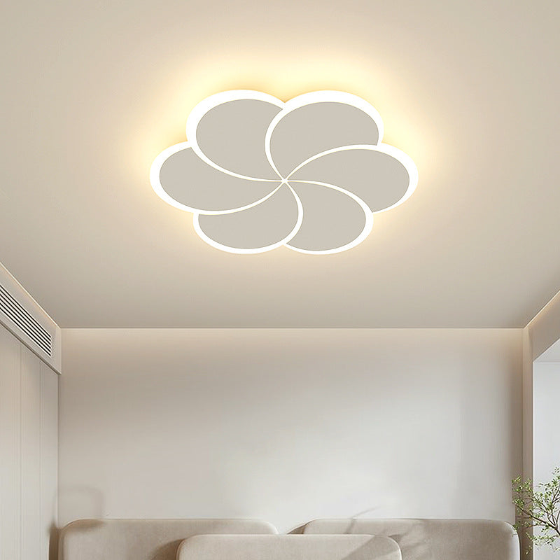 Modern Flush Light Fixtures Windmill Iron 1 Light Flush Mount Lamps in White