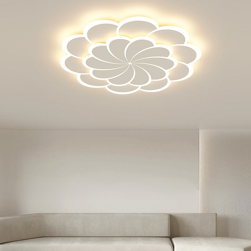 Modern Flush Light Fixtures Windmill Iron 1 Light Flush Mount Lamps in White