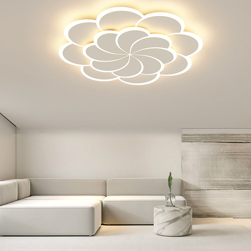 Modern Flush Light Fixtures Windmill Iron 1 Light Flush Mount Lamps in White
