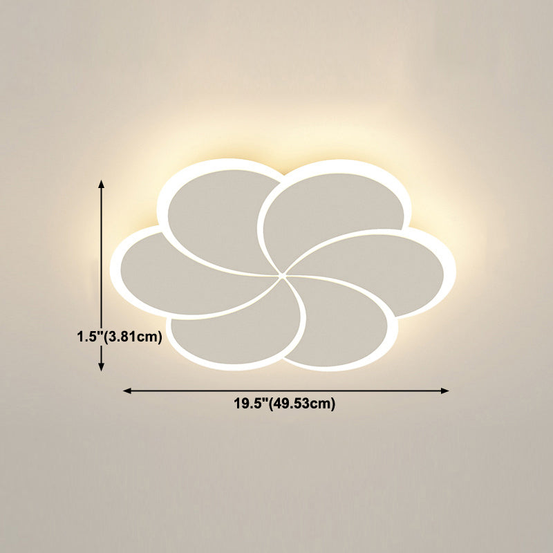 Modern Flush Light Fixtures Windmill Iron 1 Light Flush Mount Lamps in White