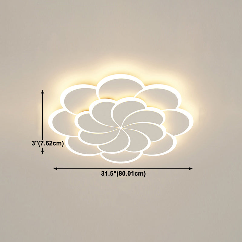 Modern Flush Light Fixtures Windmill Iron 1 Light Flush Mount Lamps in White