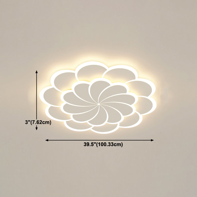 Modern Flush Light Fixtures Windmill Iron 1 Light Flush Mount Lamps in White