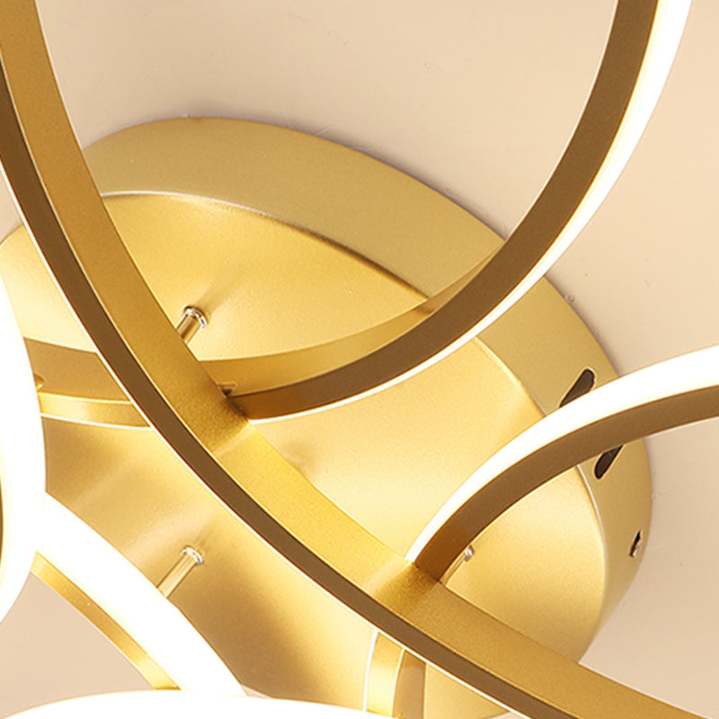 Modern Flush Light Fixtures Linear Metal 1 Light Flush Mount Lamps in Gold