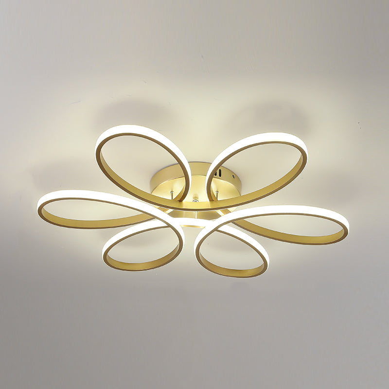 Modern Flush Light Fixtures Linear Metal 1 Light Flush Mount Lamps in Gold