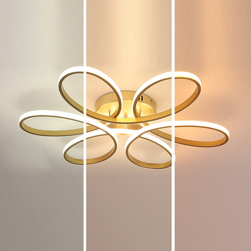 Modern Flush Light Fixtures Linear Metal 1 Light Flush Mount Lamps in Gold