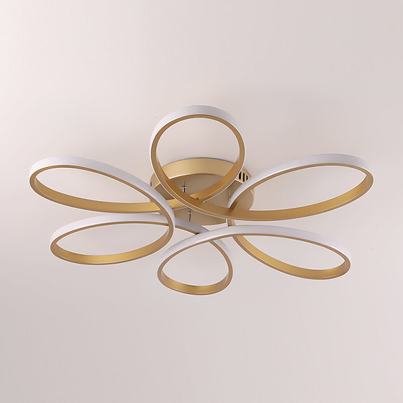 Modern Flush Light Fixtures Linear Metal 1 Light Flush Mount Lamps in Gold