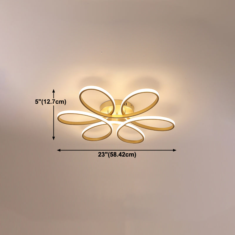 Modern Flush Light Fixtures Linear Metal 1 Light Flush Mount Lamps in Gold