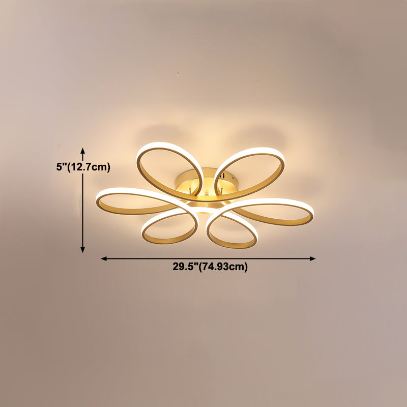 Modern Flush Light Fixtures Linear Metal 1 Light Flush Mount Lamps in Gold