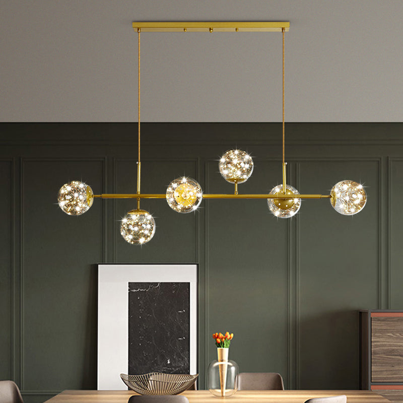 Contemporary Island Light Fixtures Sphere Glass 6-Light Island Lights