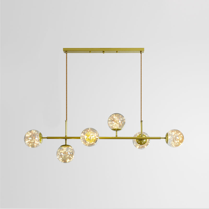 Contemporary Island Light Fixtures Sphere Glass 6-Light Island Lights