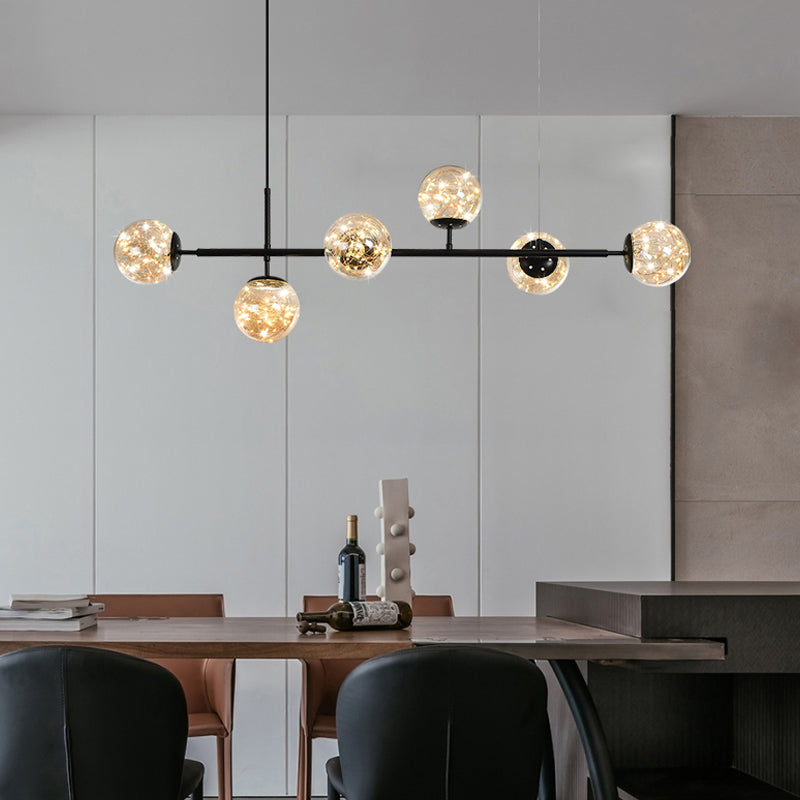 Contemporary Island Light Fixtures Sphere Glass 6-Light Island Lights