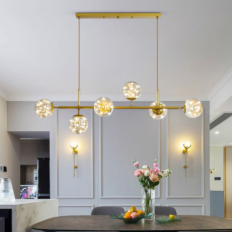 Contemporary Island Light Fixtures Sphere Glass 6-Light Island Lights