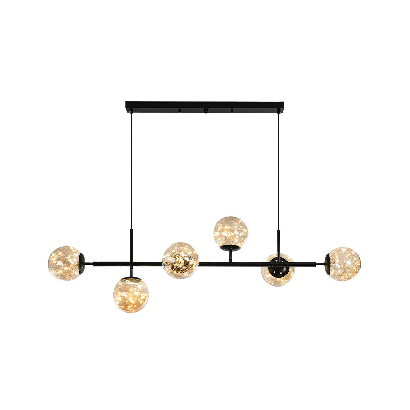 Contemporary Island Light Fixtures Sphere Glass 6-Light Island Lights