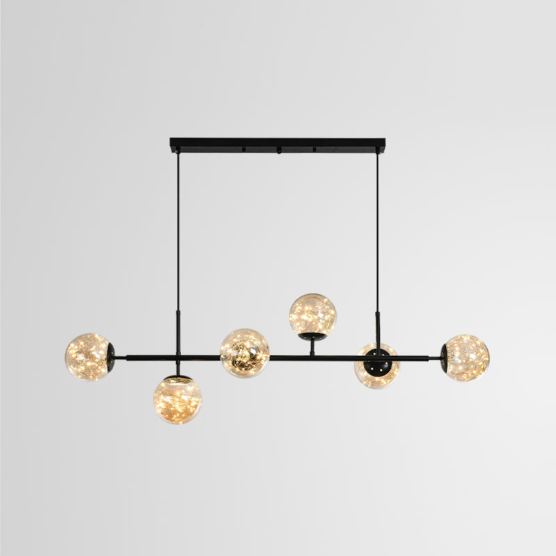 Contemporary Island Light Fixtures Sphere Glass 6-Light Island Lights