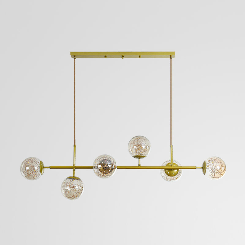 Contemporary Island Light Fixtures Sphere Glass 6-Light Island Lights