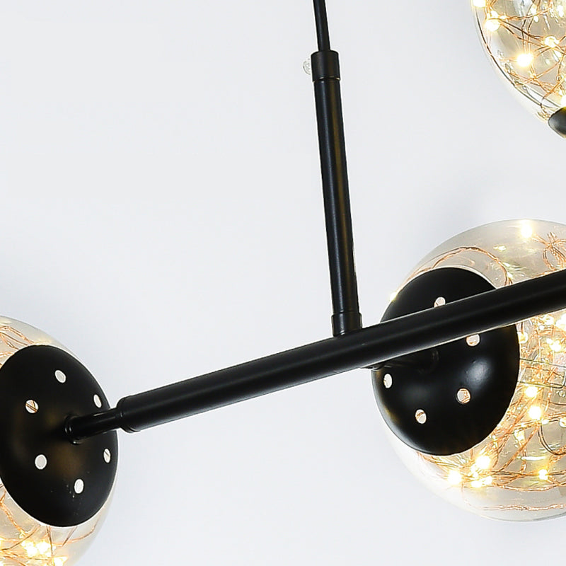 Contemporary Island Light Fixtures Sphere Glass 6-Light Island Lights