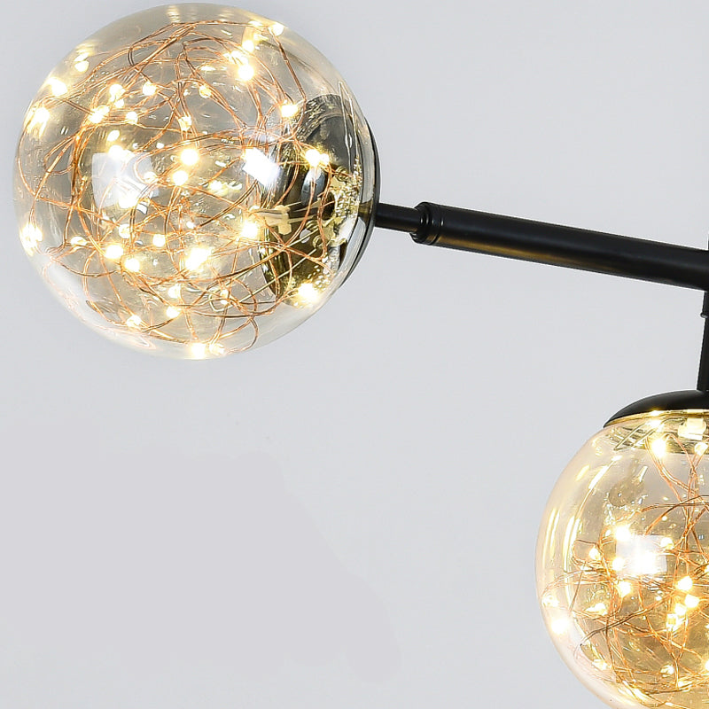 Contemporary Island Light Fixtures Sphere Glass 6-Light Island Lights