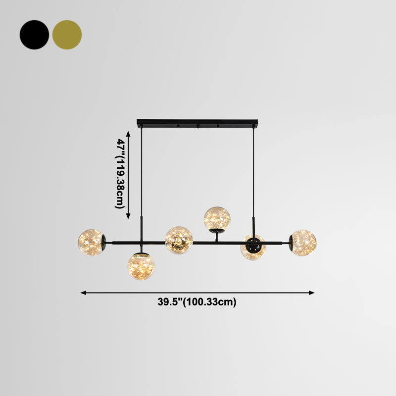 Contemporary Island Light Fixtures Sphere Glass 6-Light Island Lights