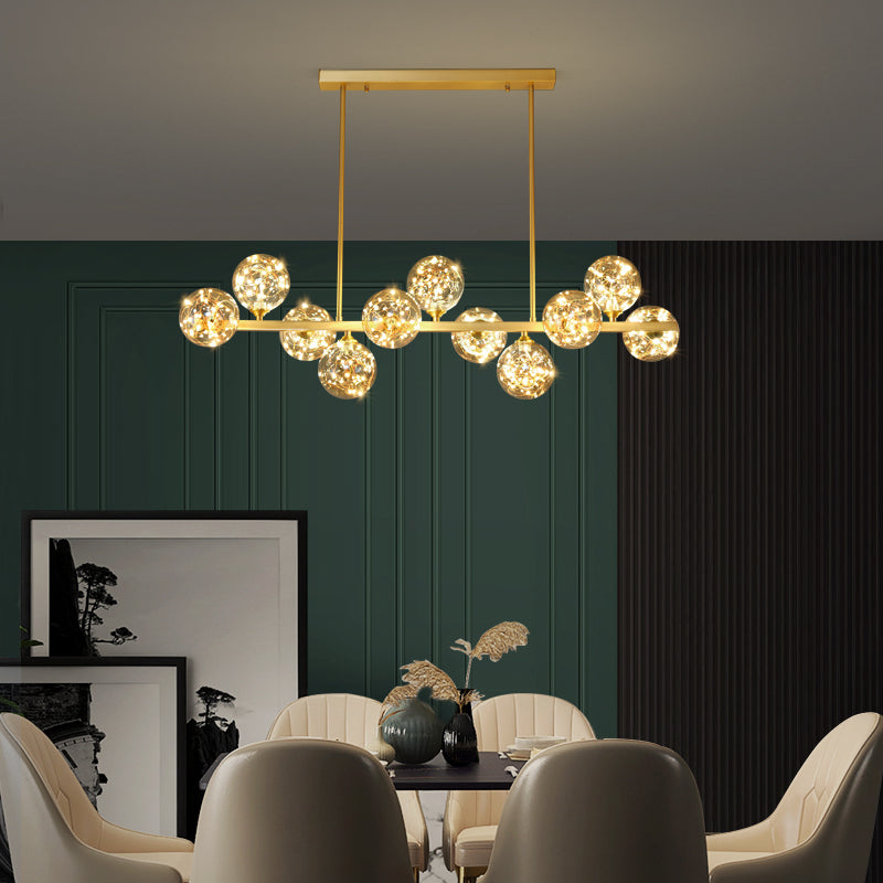 Contemporary Island Light Fixtures Sphere Glass Island Lights in Gold