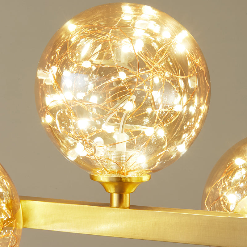 Contemporary Island Light Fixtures Sphere Glass Island Lights in Gold