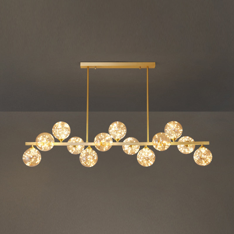 Contemporary Island Light Fixtures Sphere Glass Island Lights in Gold