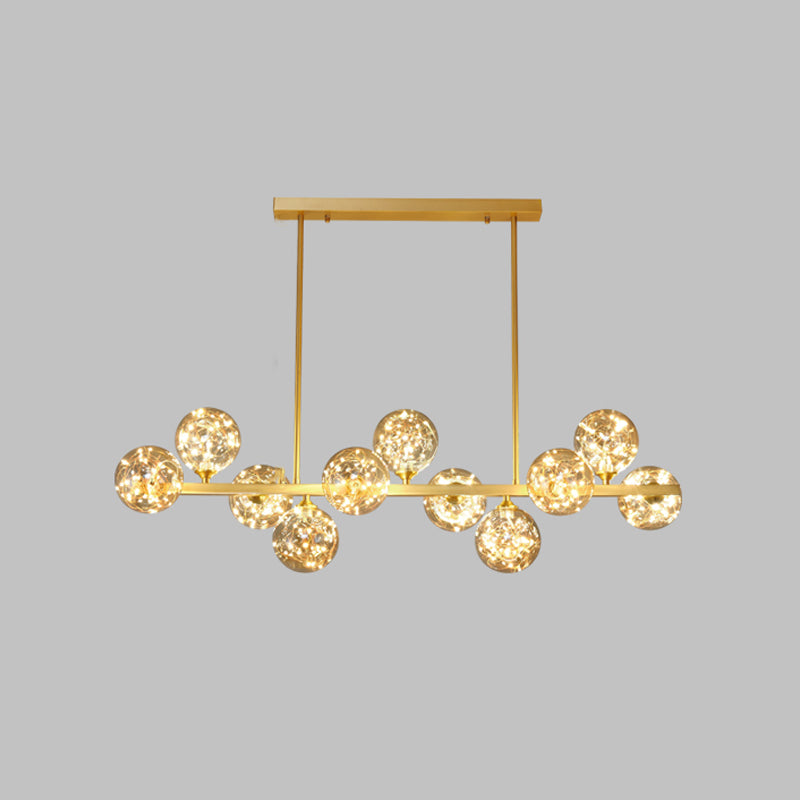 Contemporary Island Light Fixtures Sphere Glass Island Lights in Gold