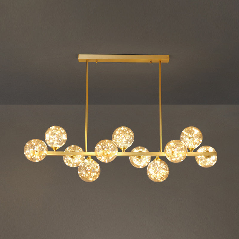 Contemporary Island Light Fixtures Sphere Glass Island Lights in Gold