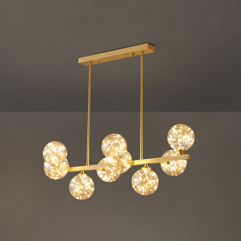 Contemporary Island Light Fixtures Sphere Glass Island Lights in Gold