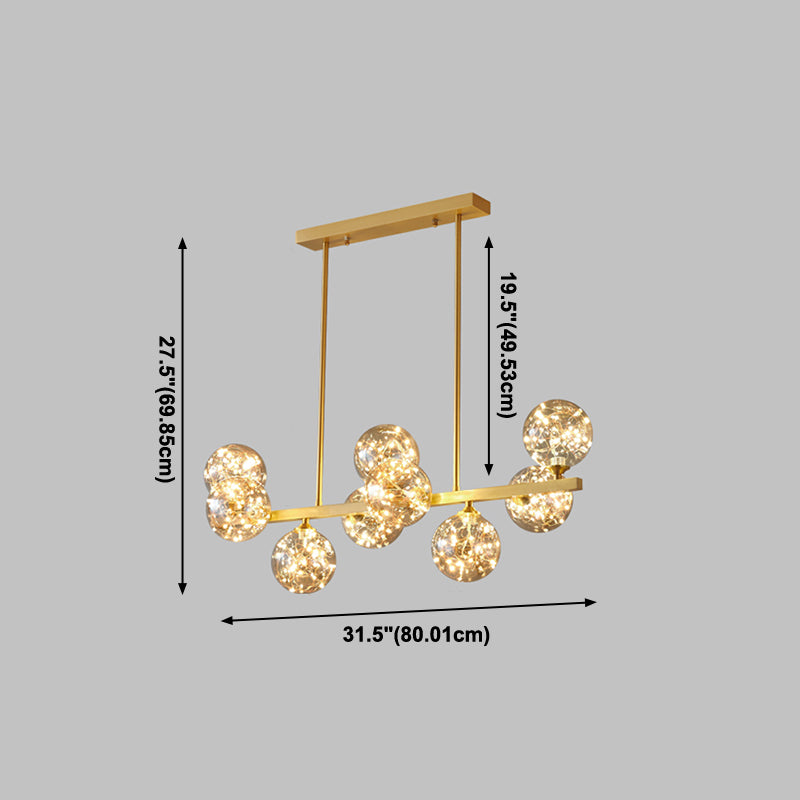 Contemporary Island Light Fixtures Sphere Glass Island Lights in Gold