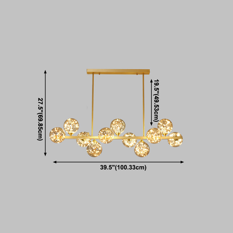 Contemporary Island Light Fixtures Sphere Glass Island Lights in Gold