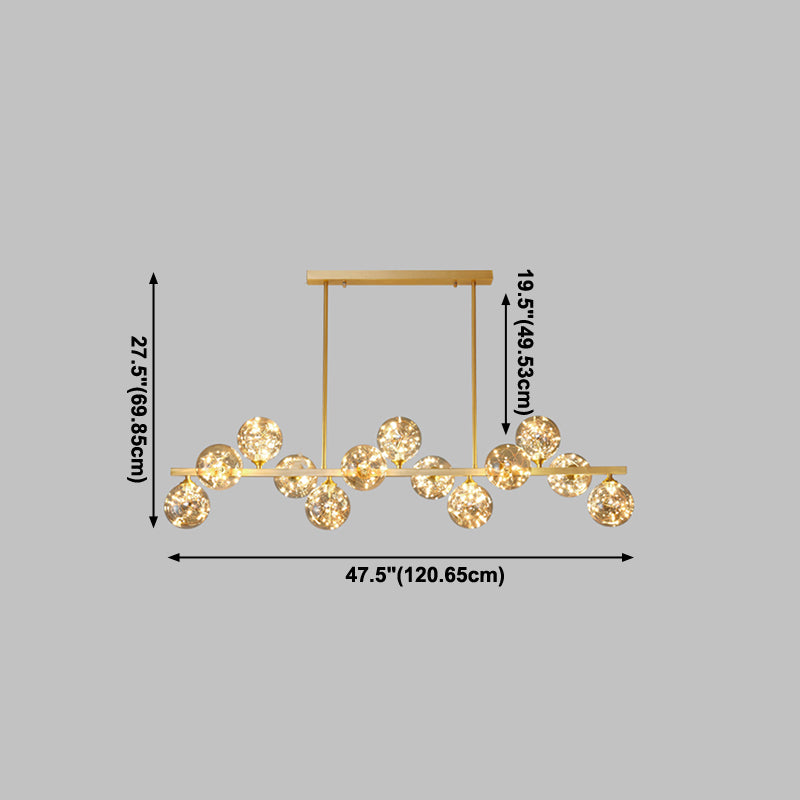 Contemporary Island Light Fixtures Sphere Glass Island Lights in Gold