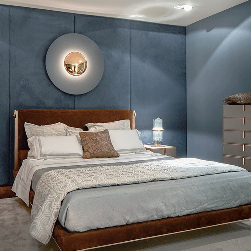 Round Shape Metal Wall Sconce Modern Style Single Light Wall Lighting Fixtures