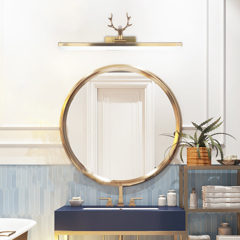 Linear Metal Wall Sconce Modern Style 1-Light Mirror Wall Mount Light Fixture