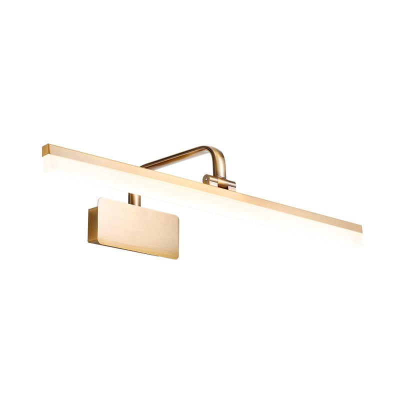 Linear Metal Wall Sconce Modern Style Single Light Mirror Wall Mount Light Fixture in Gold