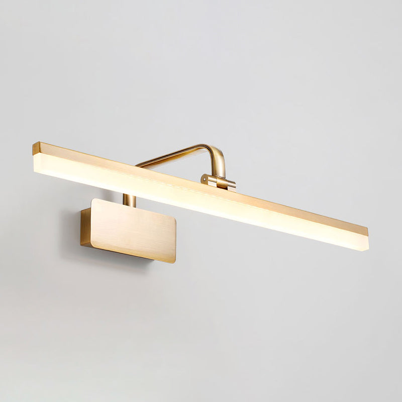 Linear Metal Wall Sconce Modern Style Single Light Mirror Wall Mount Light Fixture in Gold