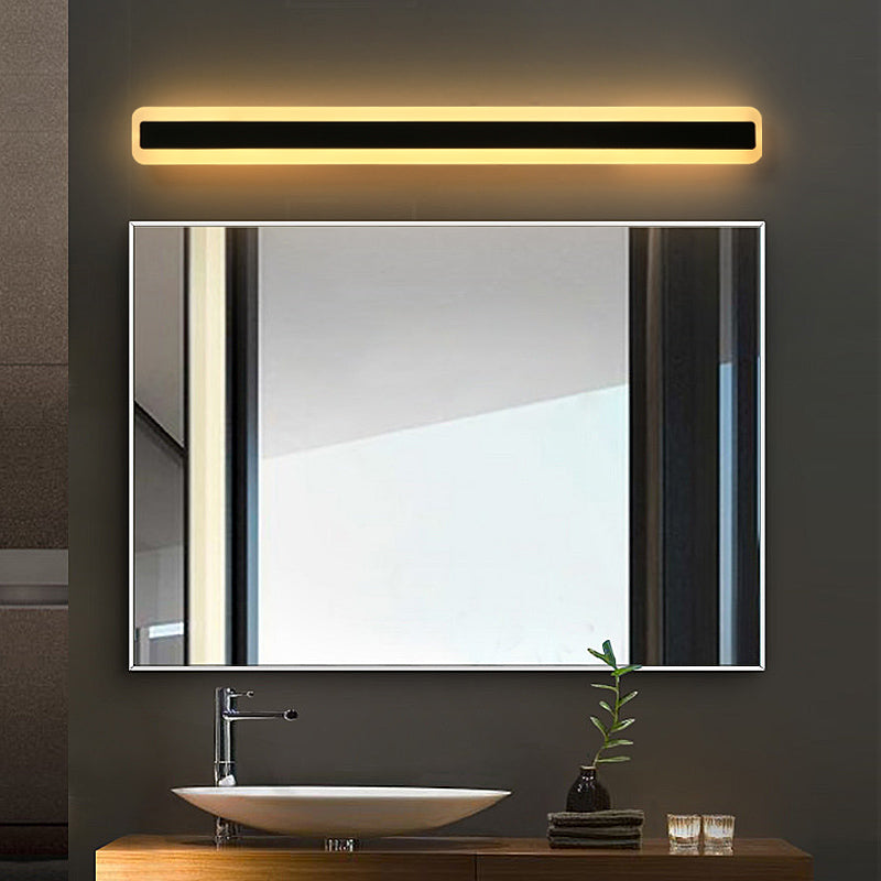 Linear Shape Metal Wall Sconce Modern Style Single Light Mirror Wall Mount Light