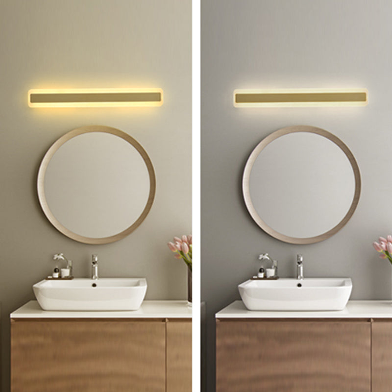 Linear Shape Metal Wall Sconce Modern Style Single Light Mirror Wall Mount Light