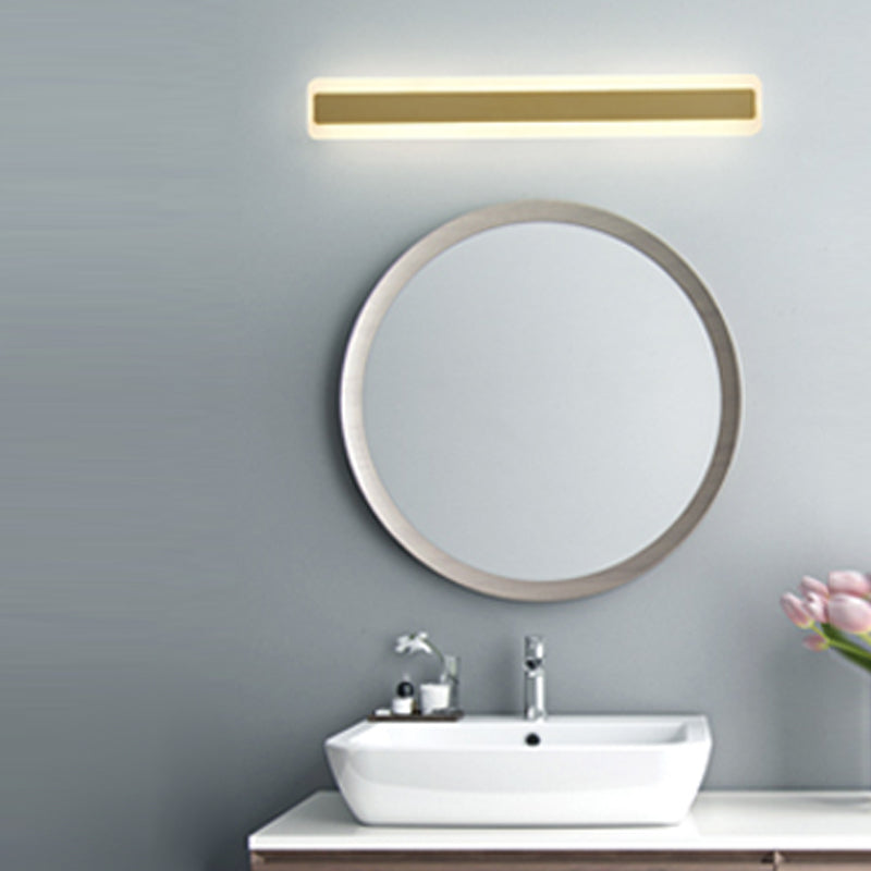 Linear Shape Metal Wall Sconce Modern Style Single Light Mirror Wall Mount Light