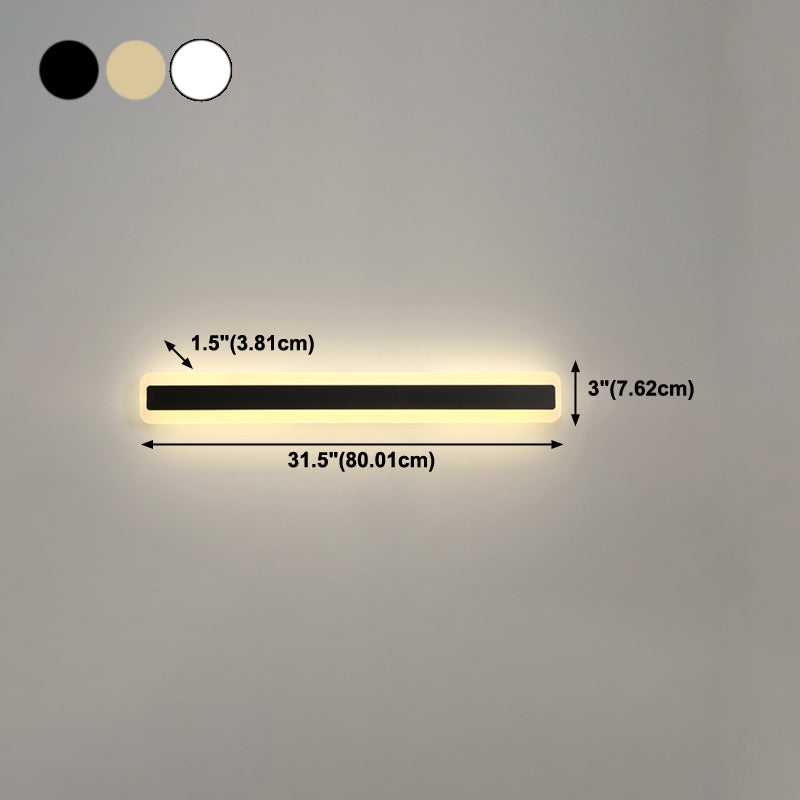 Linear Shape Metal Wall Sconce Modern Style Single Light Mirror Wall Mount Light