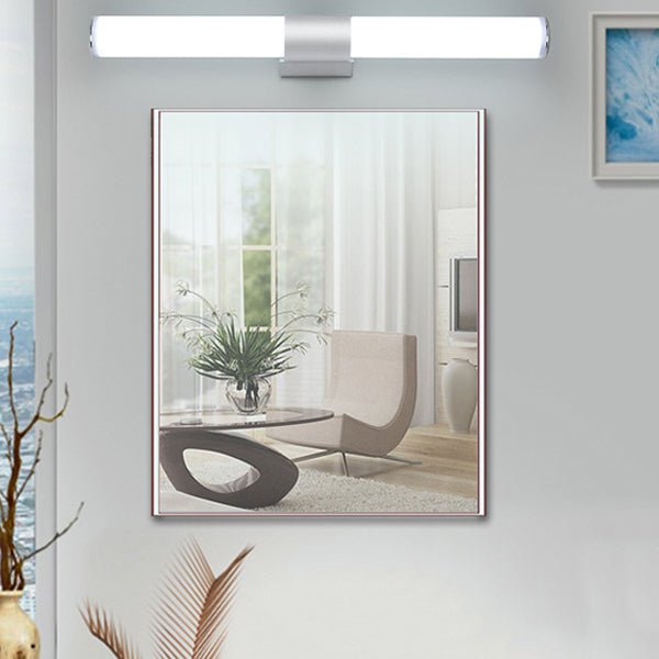 Linear Shape Metal Wall Sconce Modern 1 Light Mirror Wall Mount Light Fixture in White